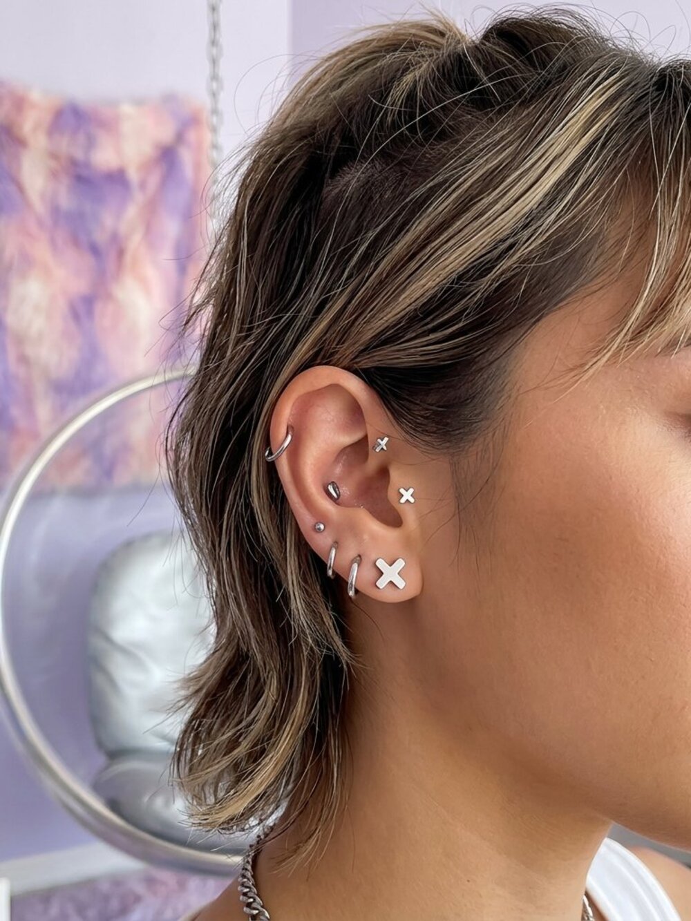 Y2K Dainty Contemporary SilverTitanium Steel Minimalist Bright Cross Studs
